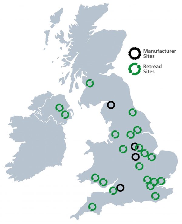 UK Manufacturer & Retread Map